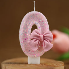 10pcs Number Candles Bow Cake Decoration For Birthday Wedding Anniversary Party