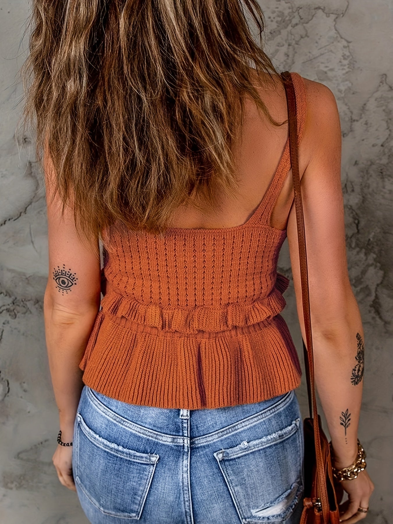 Ruffle Trim Cami Top V Neck Sleeveless