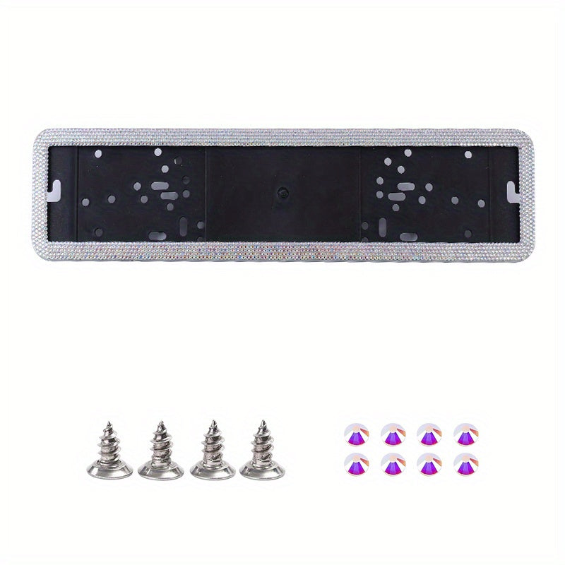 European Standard Plate Frame Stainless Steel Glass Rhinestones Point Drill