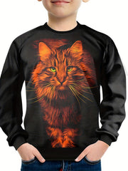 Kids Cat 3D Print Sweatshirt Casual Pullover Street Wear Clothing