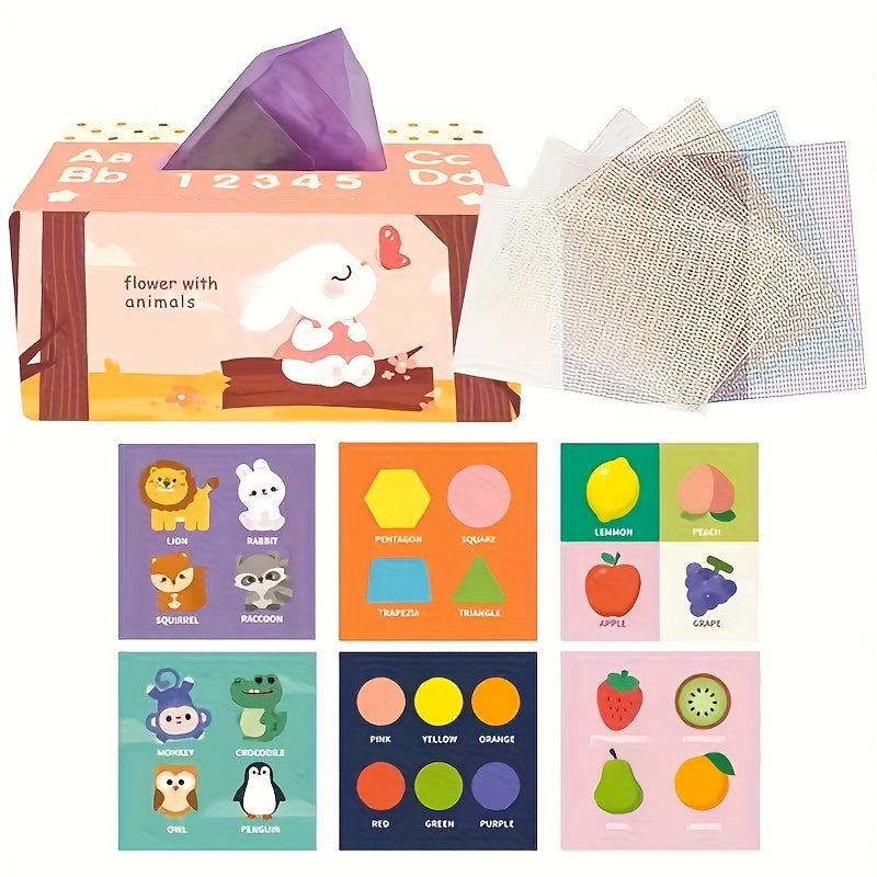 Baby Tissue Box Toy for 6-12 Months Boy Girl - Soft Crinkle Sensory Toy