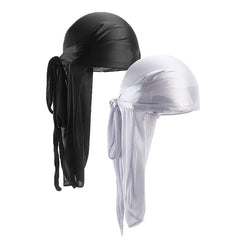 2pcs Silver Silk Bandage Pirate Hat Wrapped Hat Turban Hat Khaki