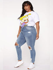 High Rise Ripped Skinny Jeans