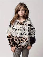 Leopard Print Hoodies Girls Comfy Pullover Kids Clothes