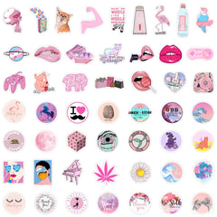 50 Pink Series Waterproof Stickers DIY Creative Toy For Hydroflask Book Laptop