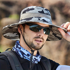 Wide Brim Boonie Hat Camo Bucket Hat for Safari Military Beach Hiking