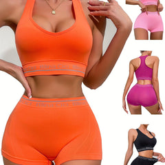Letter Print Bra & Panties Push Up Sports Bra Set Women's Lingerie