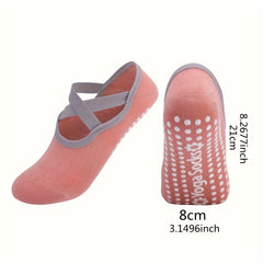 Women's Non Slip Yoga Socks with Cross Straps