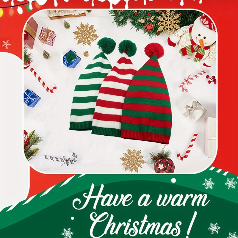 Adult Christmas Knitted Hat Elf Santa Claus Crochet Hat