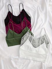 5pcs Wireless Push Up Bras Solid Ribbed Comfy & Breathable Women's Lingerie
