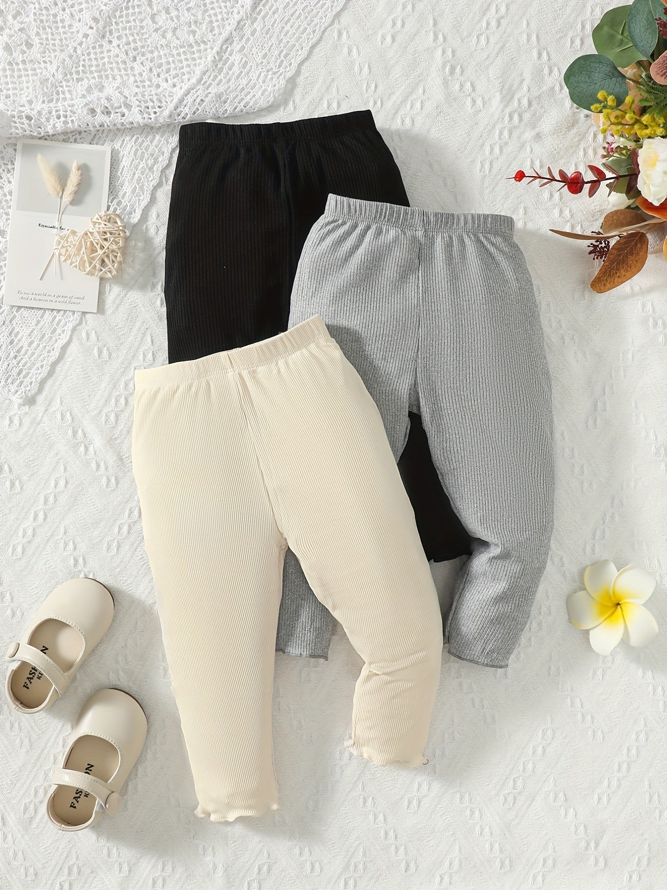 3pcs Girls Cropped Pants Set High Elastic Summer
