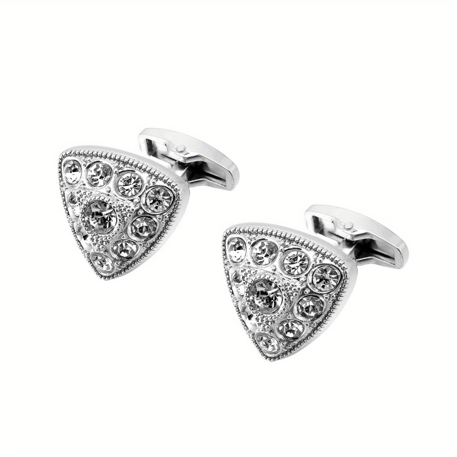 2pcs Triangle Crystal Cufflinks Closure Buckle For Men