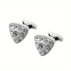 2pcs Triangle Crystal Cufflinks Closure Buckle For Men