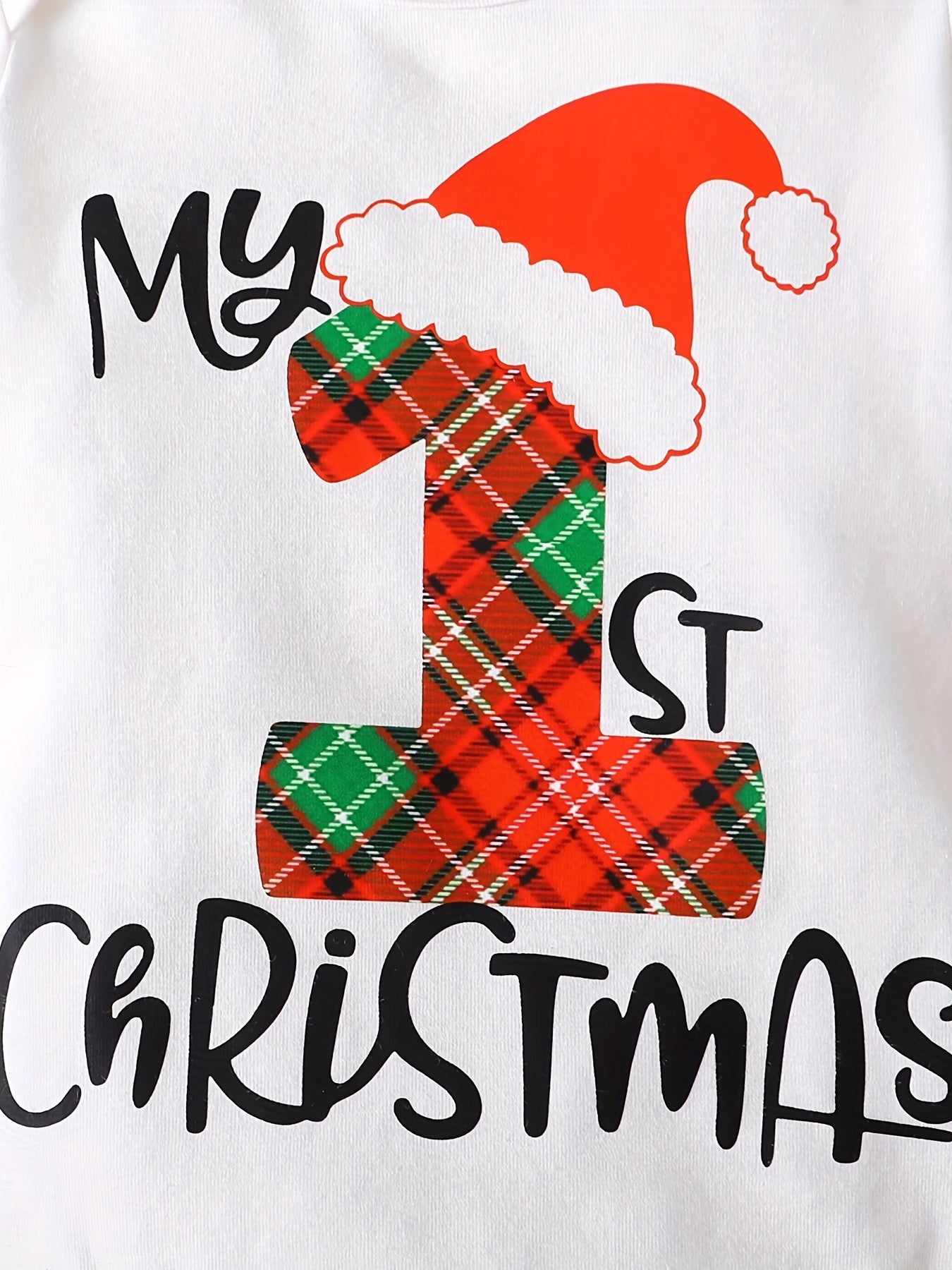 Baby Girls Christmas Romper Set Long Sleeve Letter Graphic Jumpsuit & Short Skir