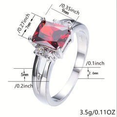 Women's Silver Red Stone CZ Crystal Claw Ring Princess Jewelry Gift
