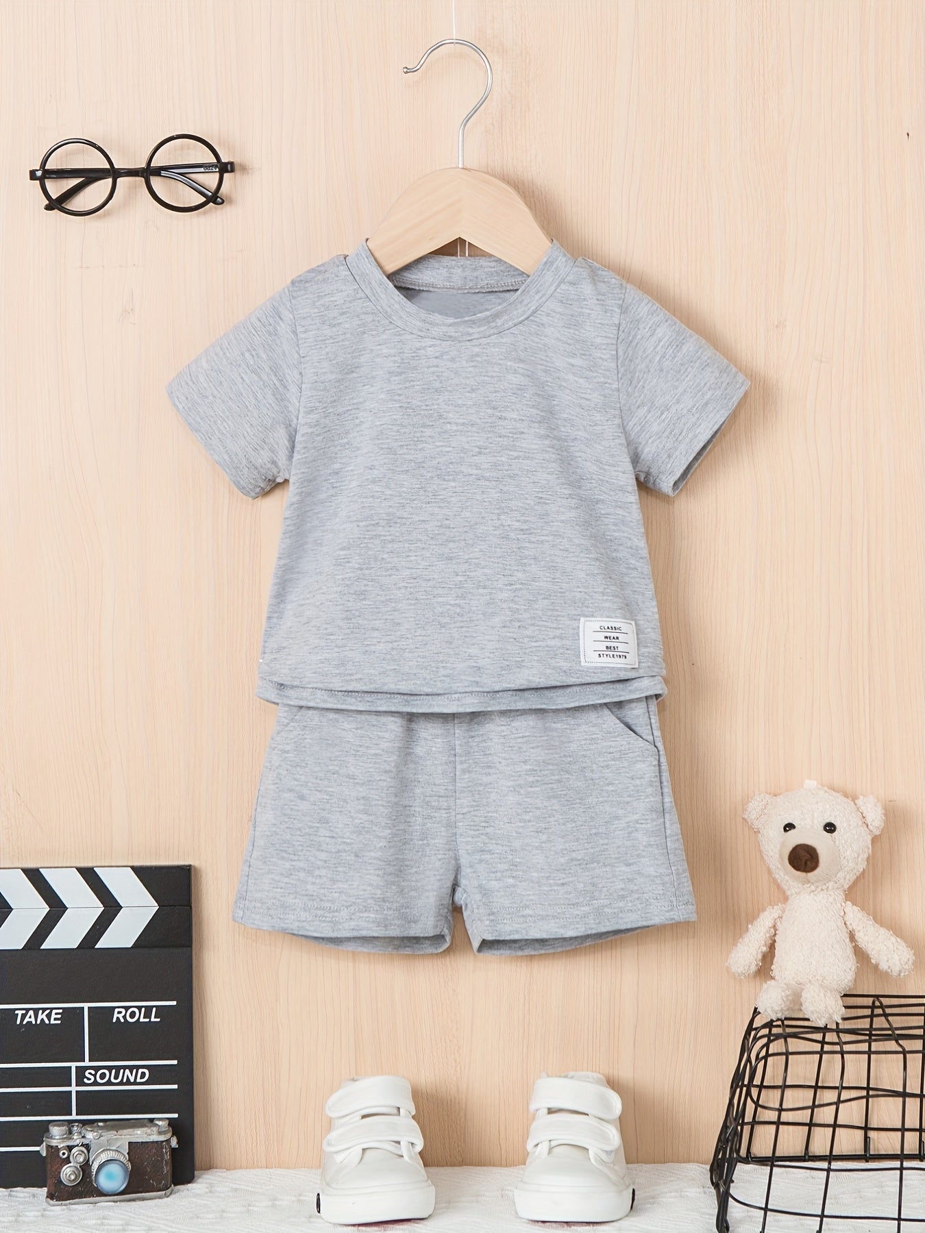 Baby Boy Set Short Sleeve T shirt & Shorts Casual Solid Set