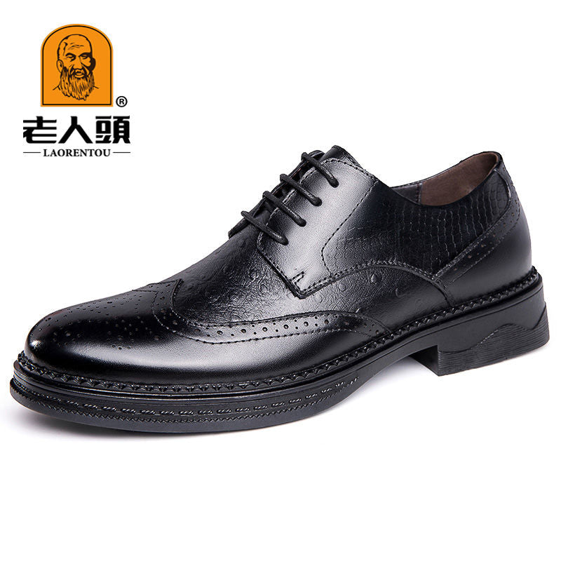 LAORENTOU Men's Leather Wingtip Brogue Oxford Derby Formal Dress Shoes