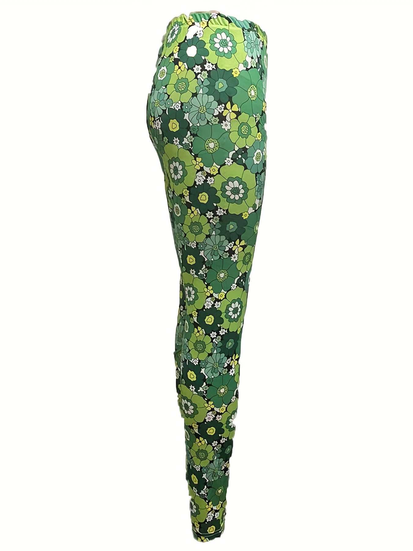 Floral Print High Waist Leggings Elastic Waist Sexy Leggings