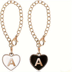 2pcs Initial Letter Charm Water Cup Handle Decorative Pendant Heart Shape Bag ID