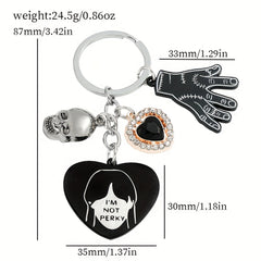 Kids Cartoon Skull Hand Claw & Rhinestone Heart Keychain