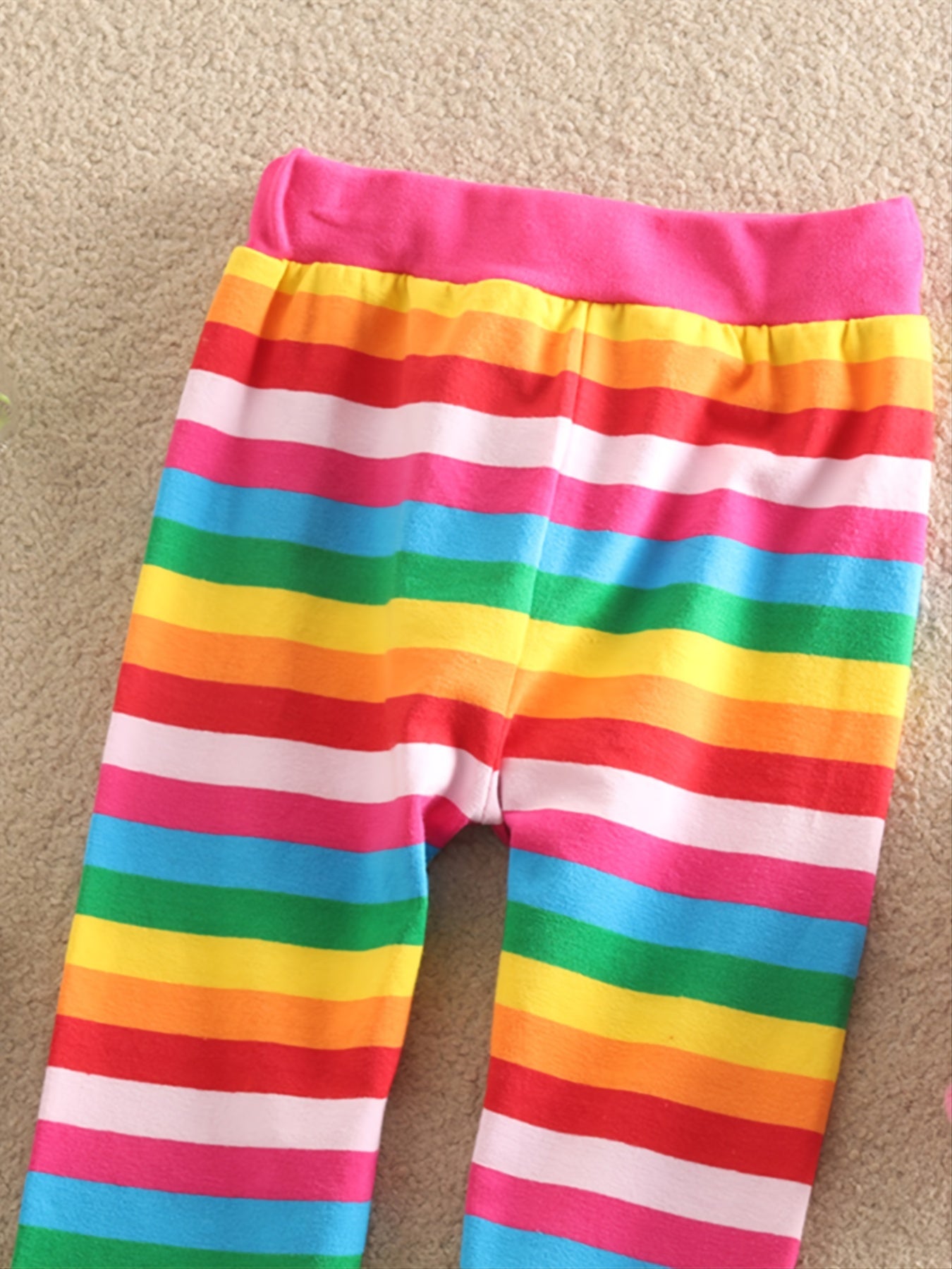 Girls Rainbow Striped Leggings for Autumn and Spring
