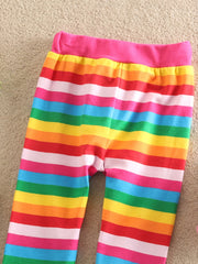 Girls Rainbow Striped Leggings for Autumn and Spring