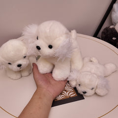Bichon Puppy Plush Toy Soft Dog Stuffed Animal with Brown Accents