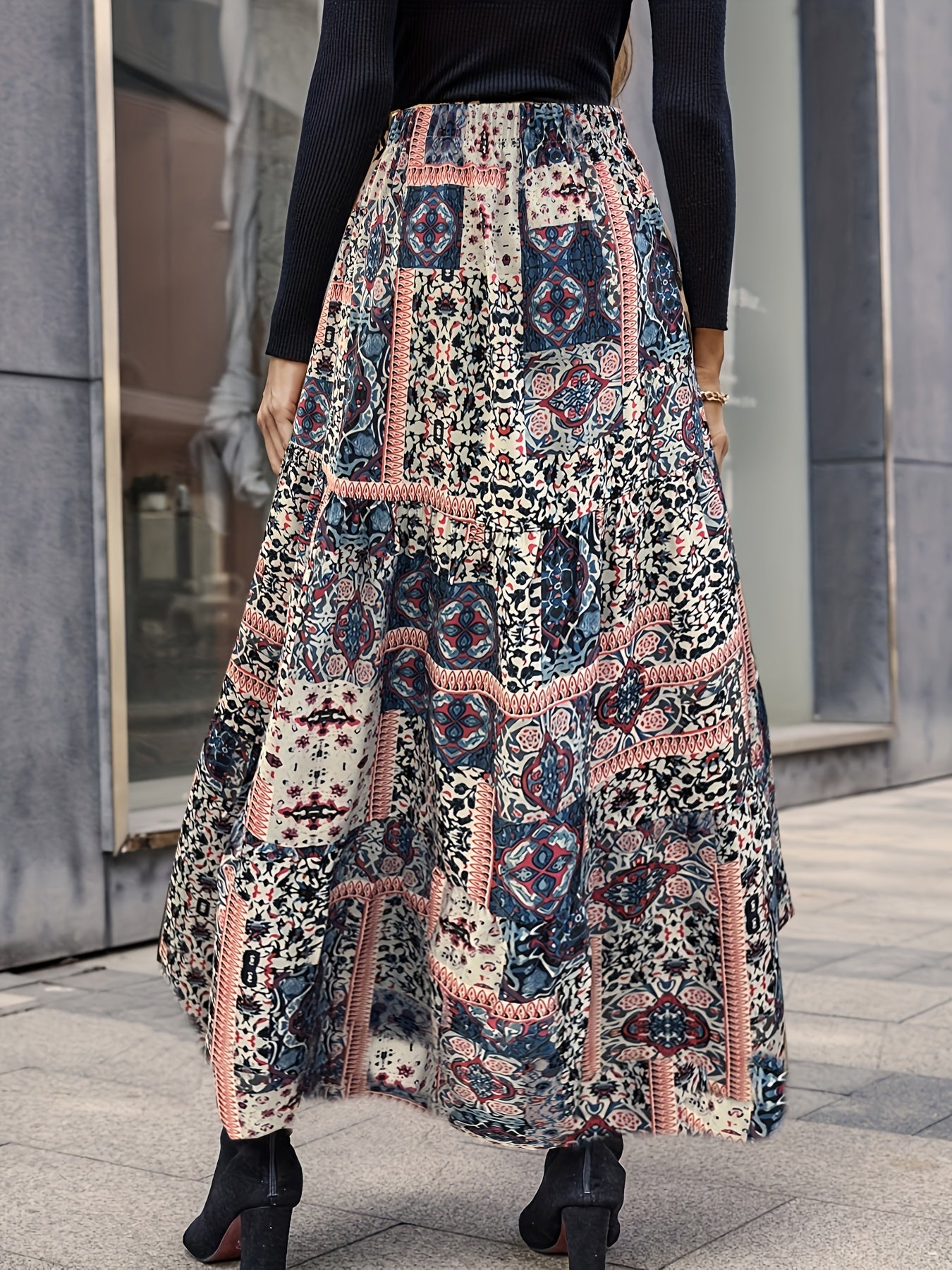 Floral Print High Waist Skirt for All Season