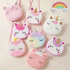 Girls Unicorn Plush Crossbody Bag for Kids