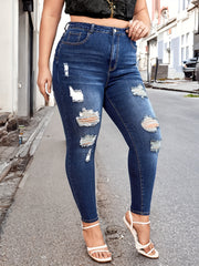 Casual Jeans Women's Ripped High Rise Skinny Jeans