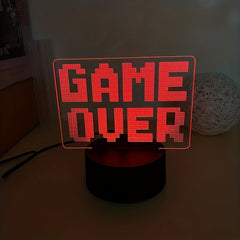 Game Room Game Over Table Lamp Neon Nightlight 16 Colors Touch Remote LED Decor