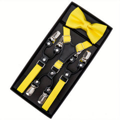 Adjustable Y-Back Suspenders Bow Tie Set