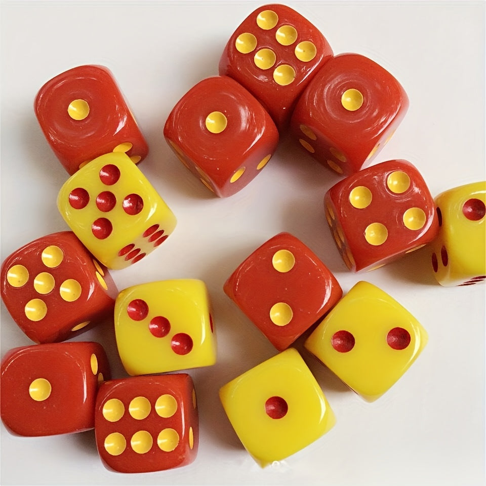 10pcs 16mm Acrylic Red Yellow D6 Game Dice Bars Clubs Parties