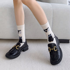 4 Pairs Cat & Owl Print Socks Cute & Comfy Women's Stockings