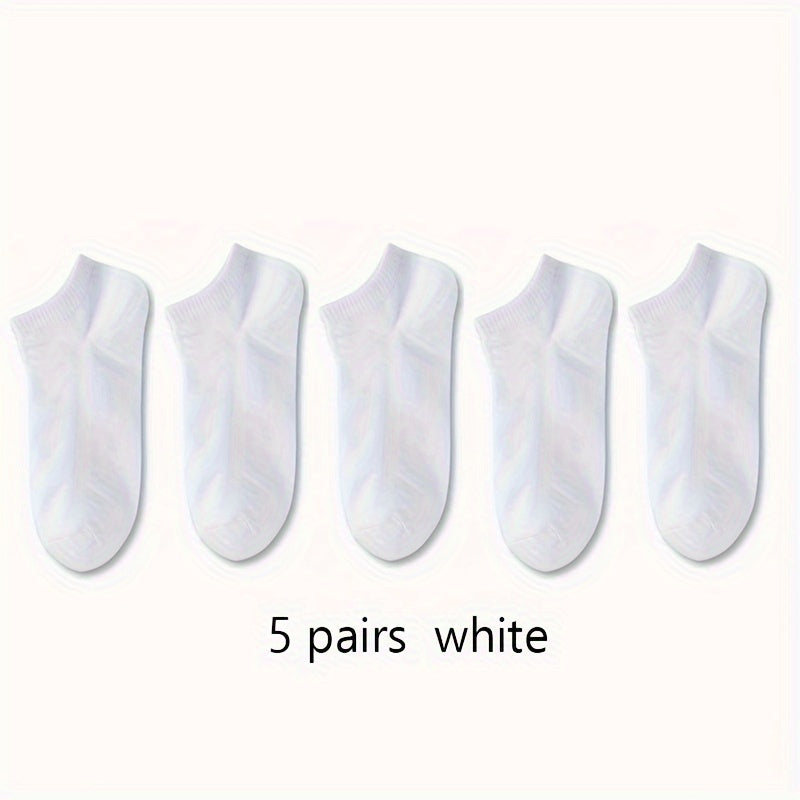 Men's Solid Liner Anklets Socks, Soft & Breathable, 10 Pairs