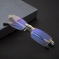 Half Rimless Rectangle Eyeglasses HD Light Blocking Glasses