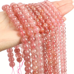 Strawberry Quartz Crystal Stone Beads 60pcs DIY Bracelet Necklace Accessories