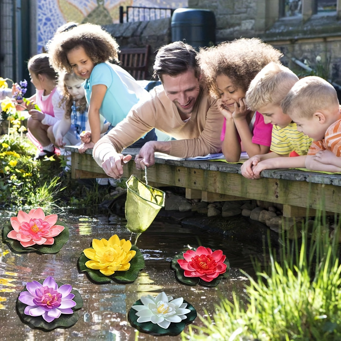 7pcs Pond Rose Sleeping Lotus Artificial Floating Water Lotus