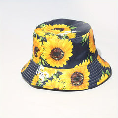 Sunflower Printed Bucket Hat Lightweight Sunscreen Fisherman Cap