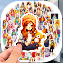 50pcs Waterproof Lady Stickers for Water Bottles Laptops Phones Skateboa