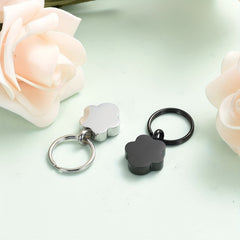 Stainless Steel Pet Ash Urn Key Chain - Paw Print Shape Cremation Memorial