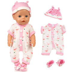 Youngsters Dinosaur Flamingo Doll Clothes Doll Onesie Set
