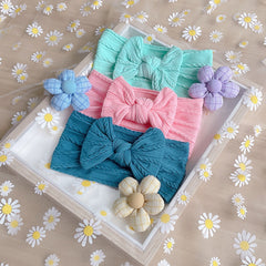 Cute Candy Nylon Jacquard Bow Baby Headband for All Seasons