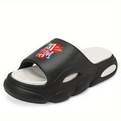 Men's Letters Print Non Slip Platform Slides
