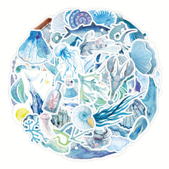 50pcs Sea Ocean Stickers Waterproof Vinyl Decals for Water Bottle Laptop Hydrofl