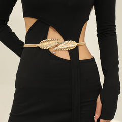 Punk Metal Waistband Golden Belts for Women Girls
