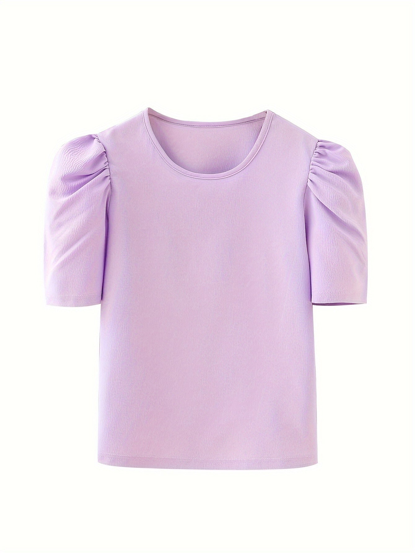 Versatile Puff Short Sleeve T shirt Girls Solid Tees Summer Clothes Party Gift