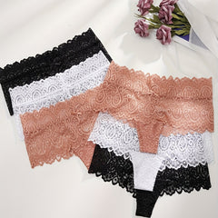 6 Pack Women's Plus Floral Lace Hipster Panties Set
