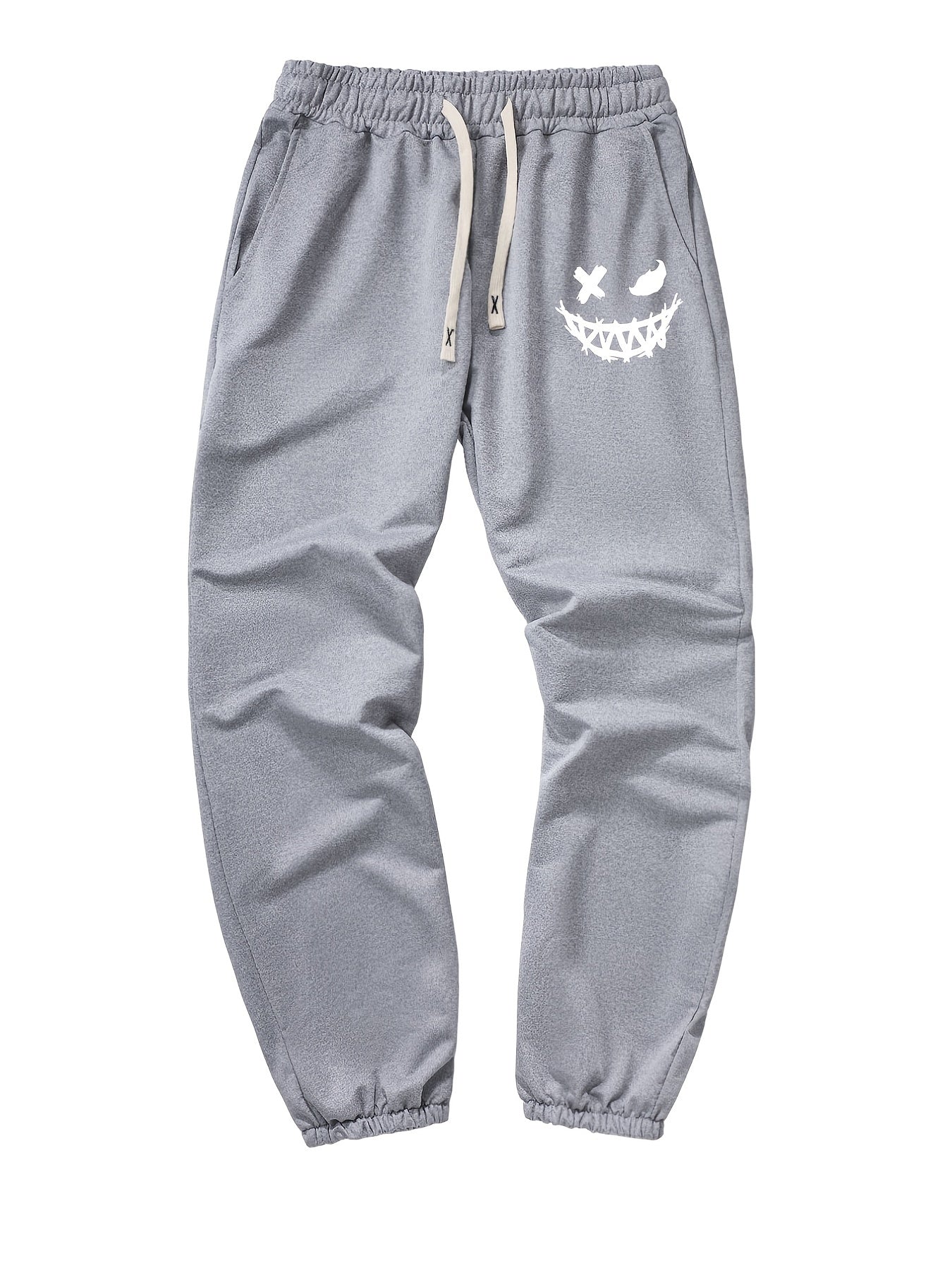 Smile Face Casual Men's Trousers Spring Summer Drawstring Elastic Sports Pants