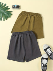 2pcs Boys Shorts Drawstring Waist Soft Comfortable Kids Clothes